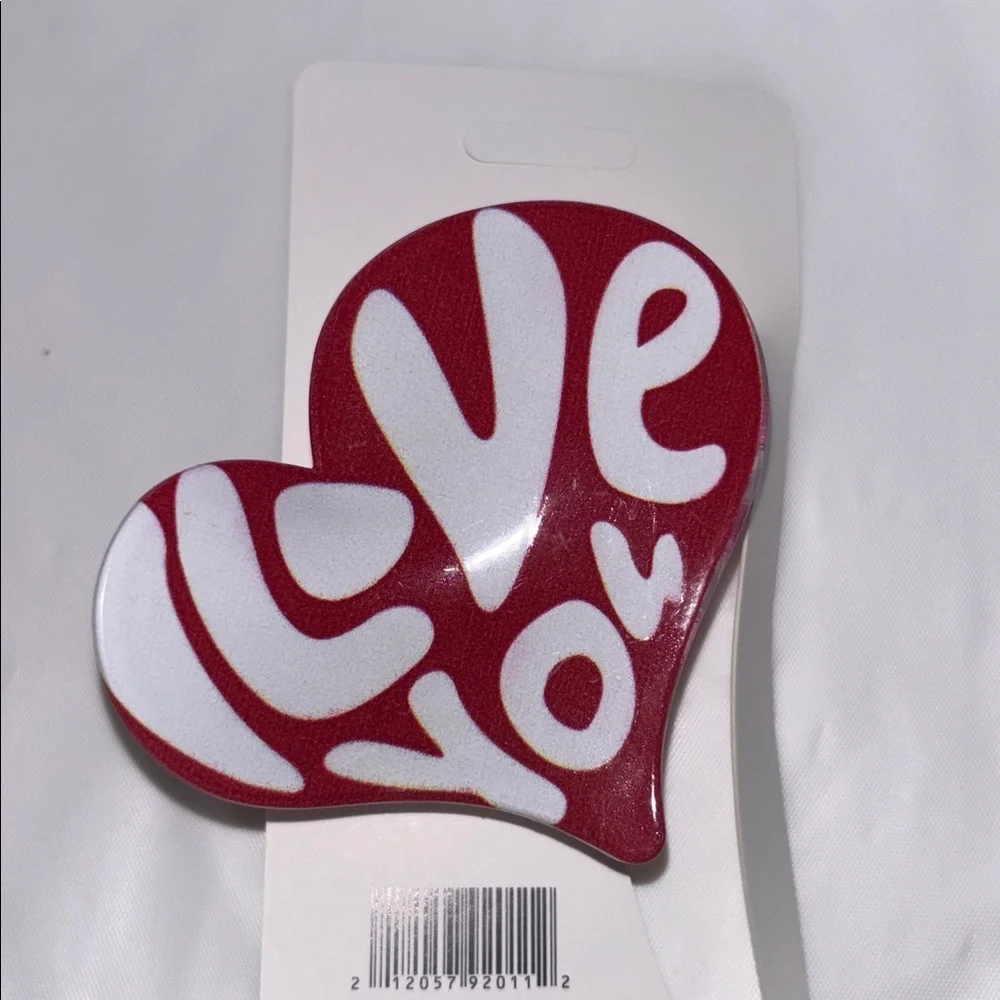 Red and White “LOVE YOU” Heart-Shaped Hair Clip